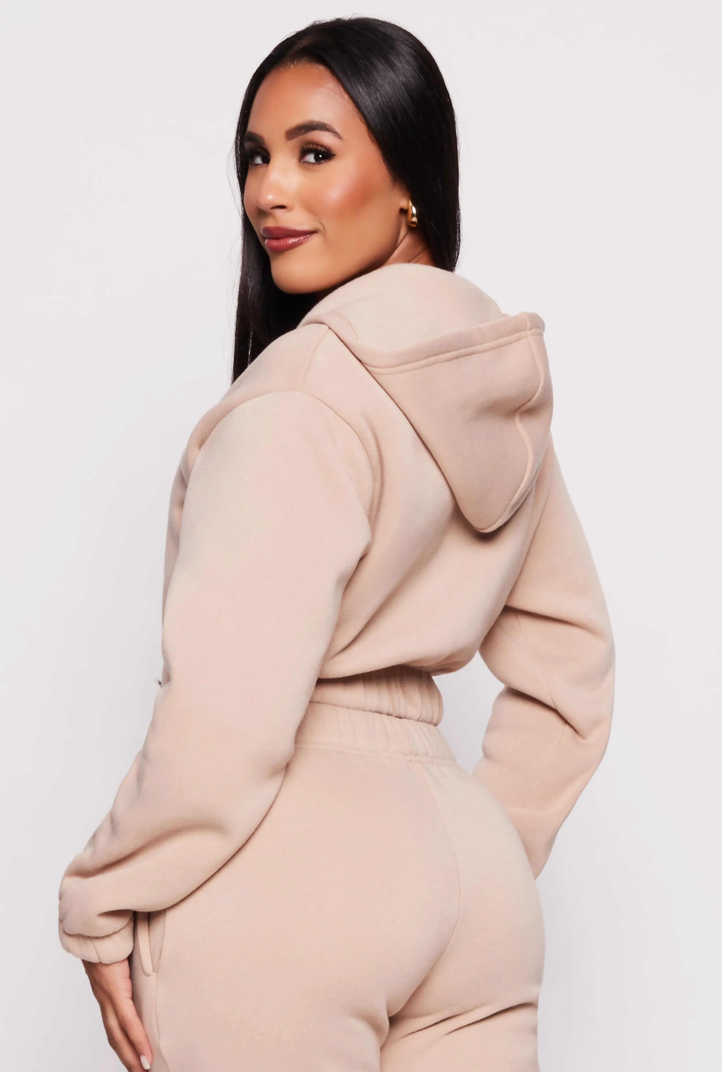 Zip Front Hooded Cropped Sweatshirt sold by Rainbow product image thumbnail 3