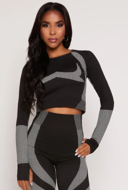 Seamless Color Block Long Sleeve Top sold by Rainbow