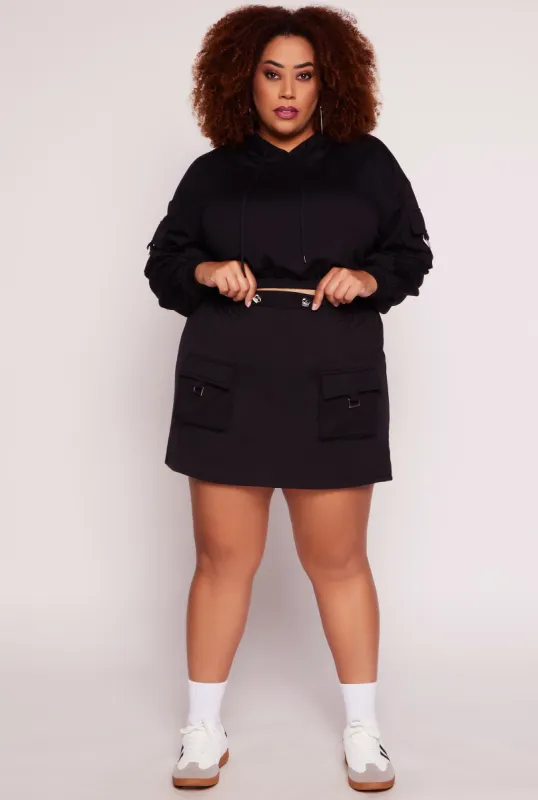 Plus Size Almost Famous Fleece Cargo Pocket Mini Skirt sold by Rainbow
