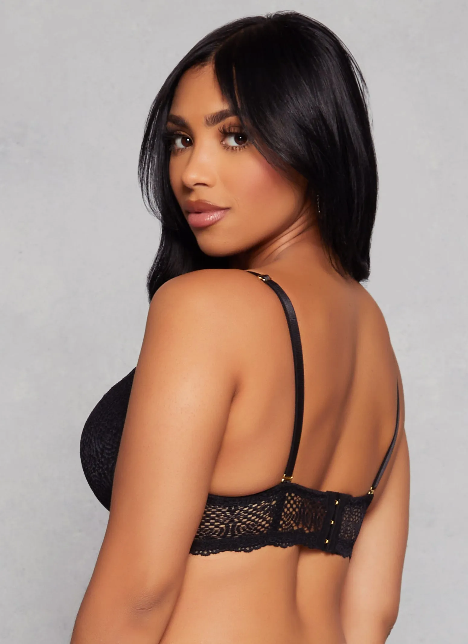 Patterned Lace Scalloped Convertible Plunge Bra sold by Rainbow product image thumbnail 3