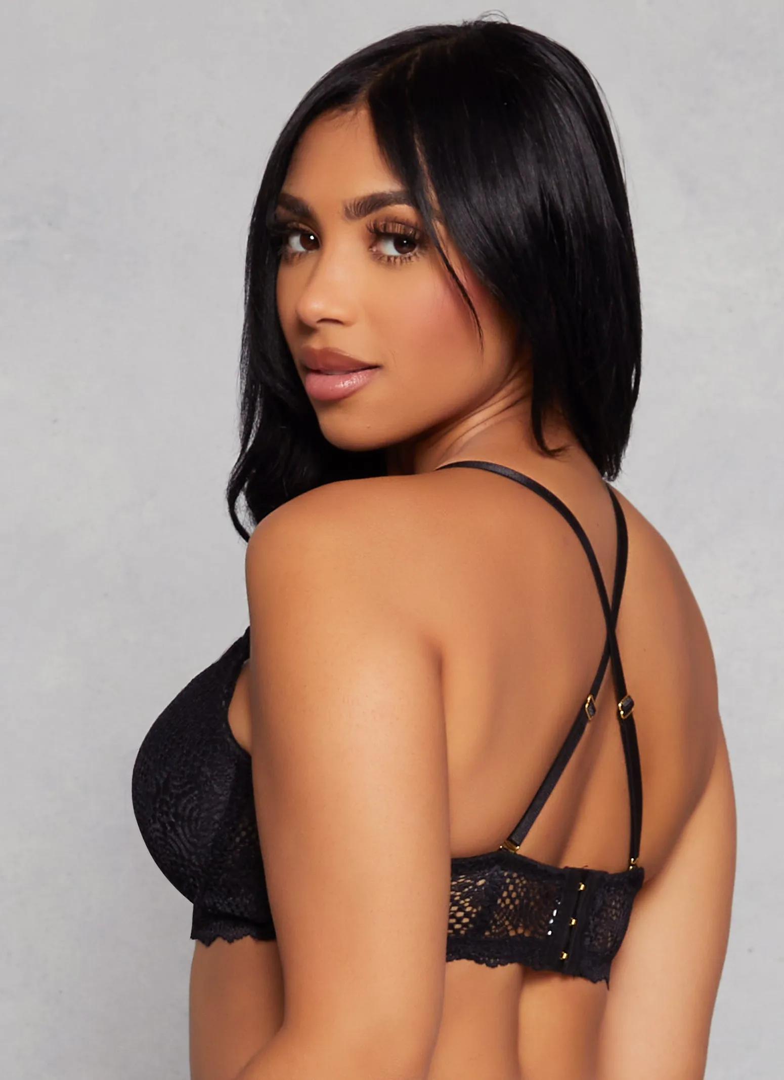 Patterned Lace Scalloped Convertible Plunge Bra sold by Rainbow product image thumbnail 5