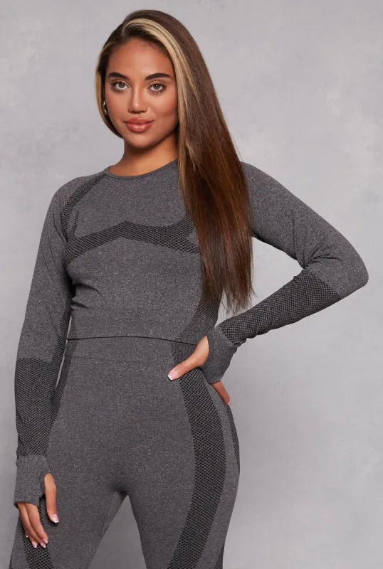 Seamless Color Block Long Sleeve Top sold by Rainbow
