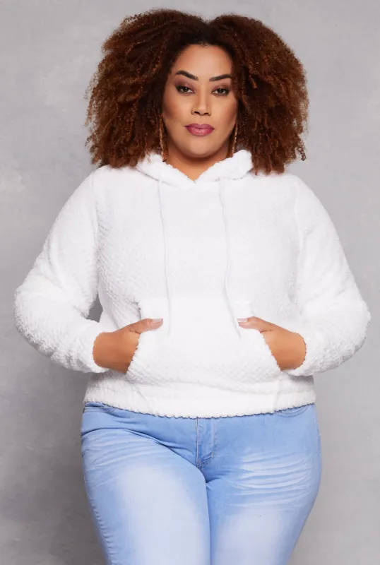 Plus Size Quilted Plush Pullover Hoodie sold by Rainbow