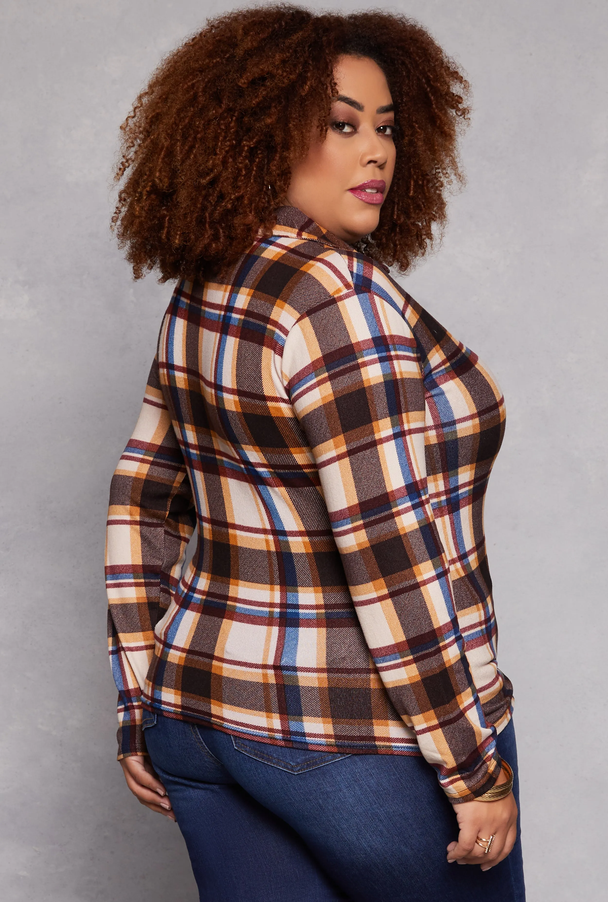 Plus Size Plaid Button Front Shirt sold by Rainbow product image thumbnail 3