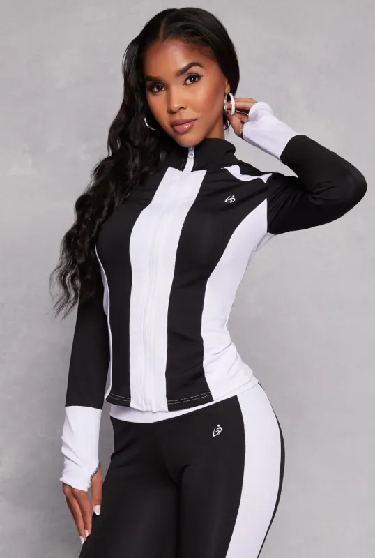 Color Blocked Zip Front Track Jacket sold by Rainbow