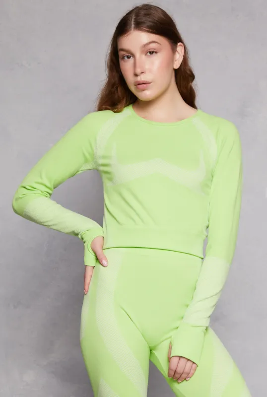 Seamless Color Block Long Sleeve Top sold by Rainbow