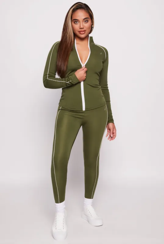 Contrast Piping High Waisted Active Leggings sold by Rainbow