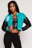 B Initial Chenille Patch Cropped Varsity Jacket sold by Rainbow