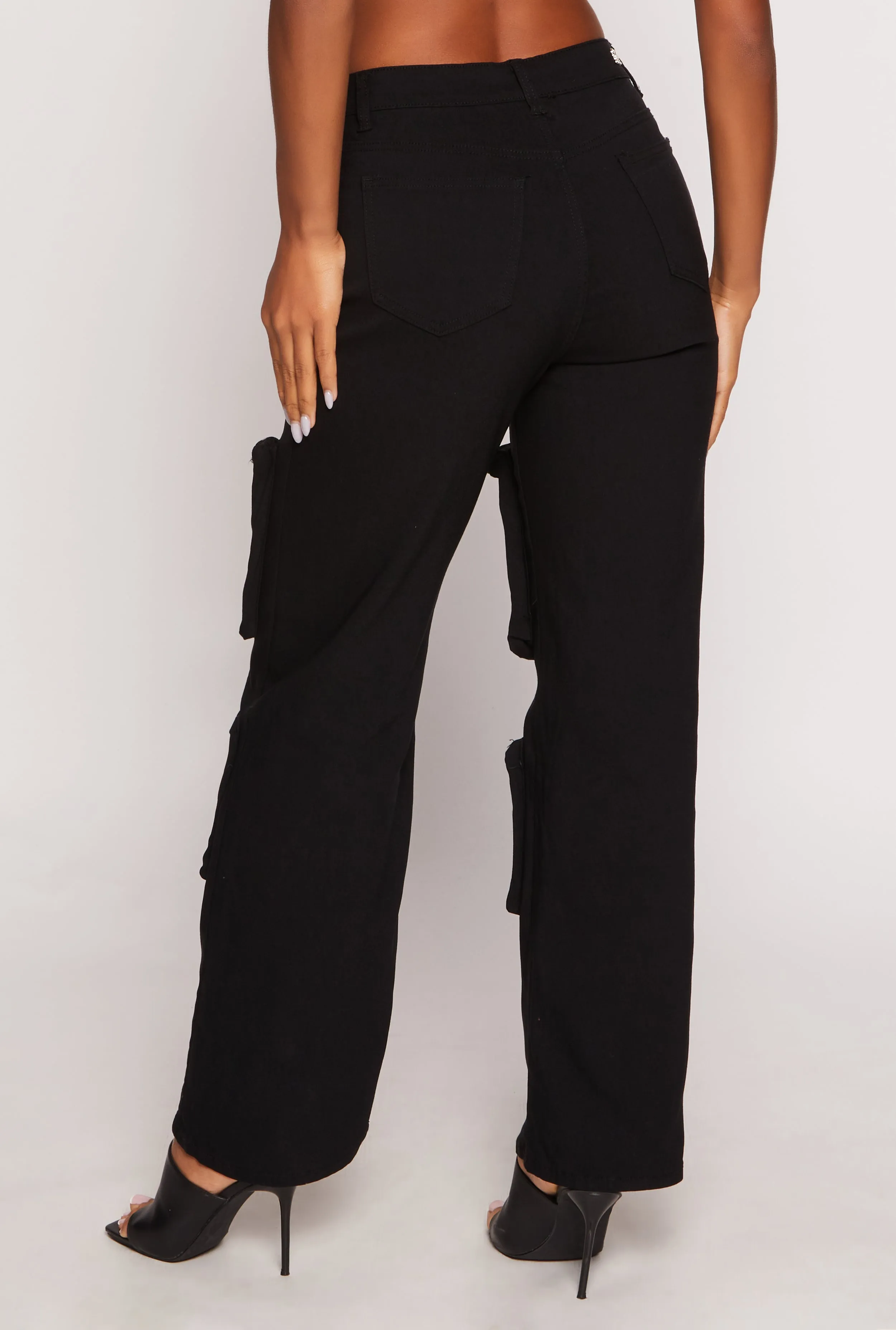 Stretch High Waisted Wide Leg Cargo Pants sold by Rainbow product image thumbnail 2