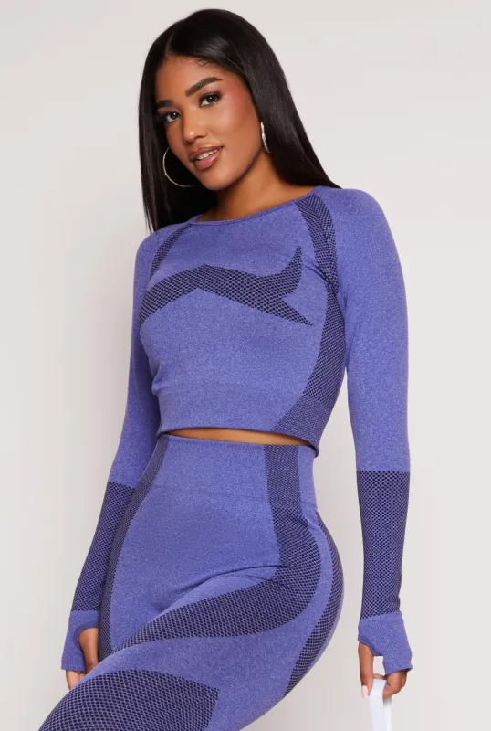 Seamless Color Block Long Sleeve Top sold by Rainbow