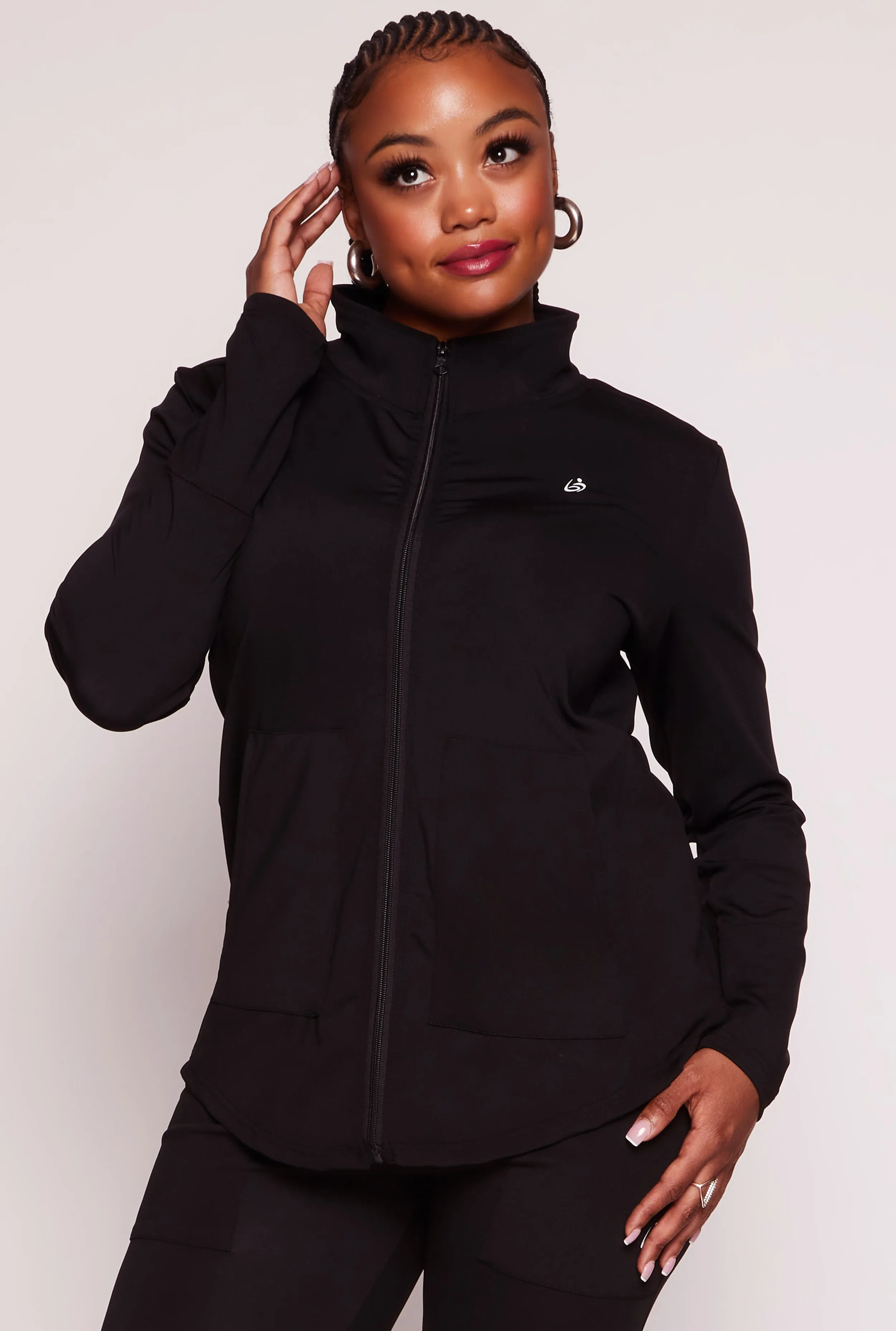 Plus Size Mock Neck Track Jacket sold by Rainbow