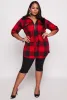 Plus Size Buffalo Plaid Half Zip Tunic Top sold by Rainbow
