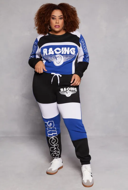 Plus Size Racing Graphic Sweatpants sold by Rainbow