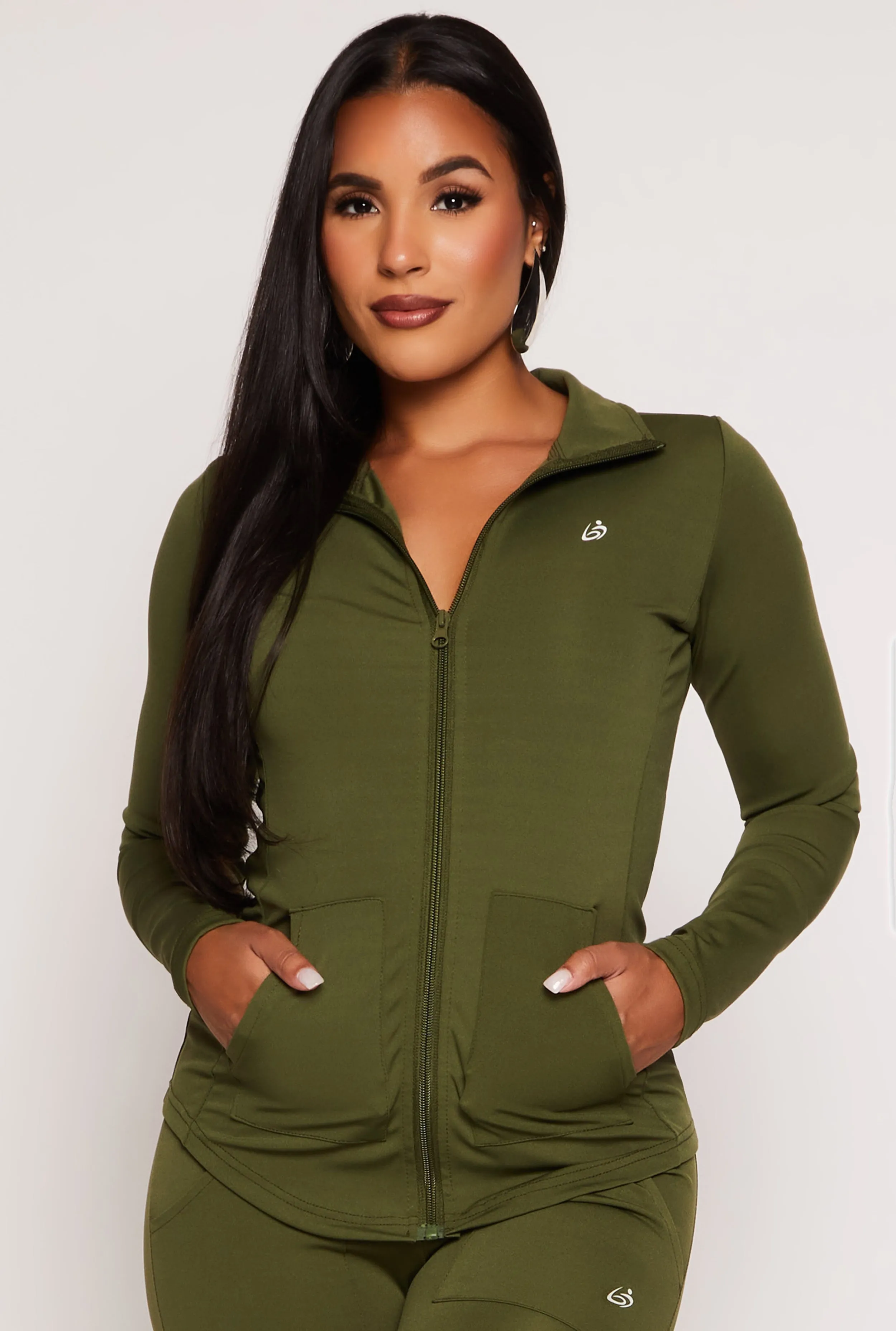 Zip Front Mock Neck Track Jacket sold by Rainbow