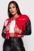 B Initial Chenille Patch Cropped Varsity Jacket sold by Rainbow
