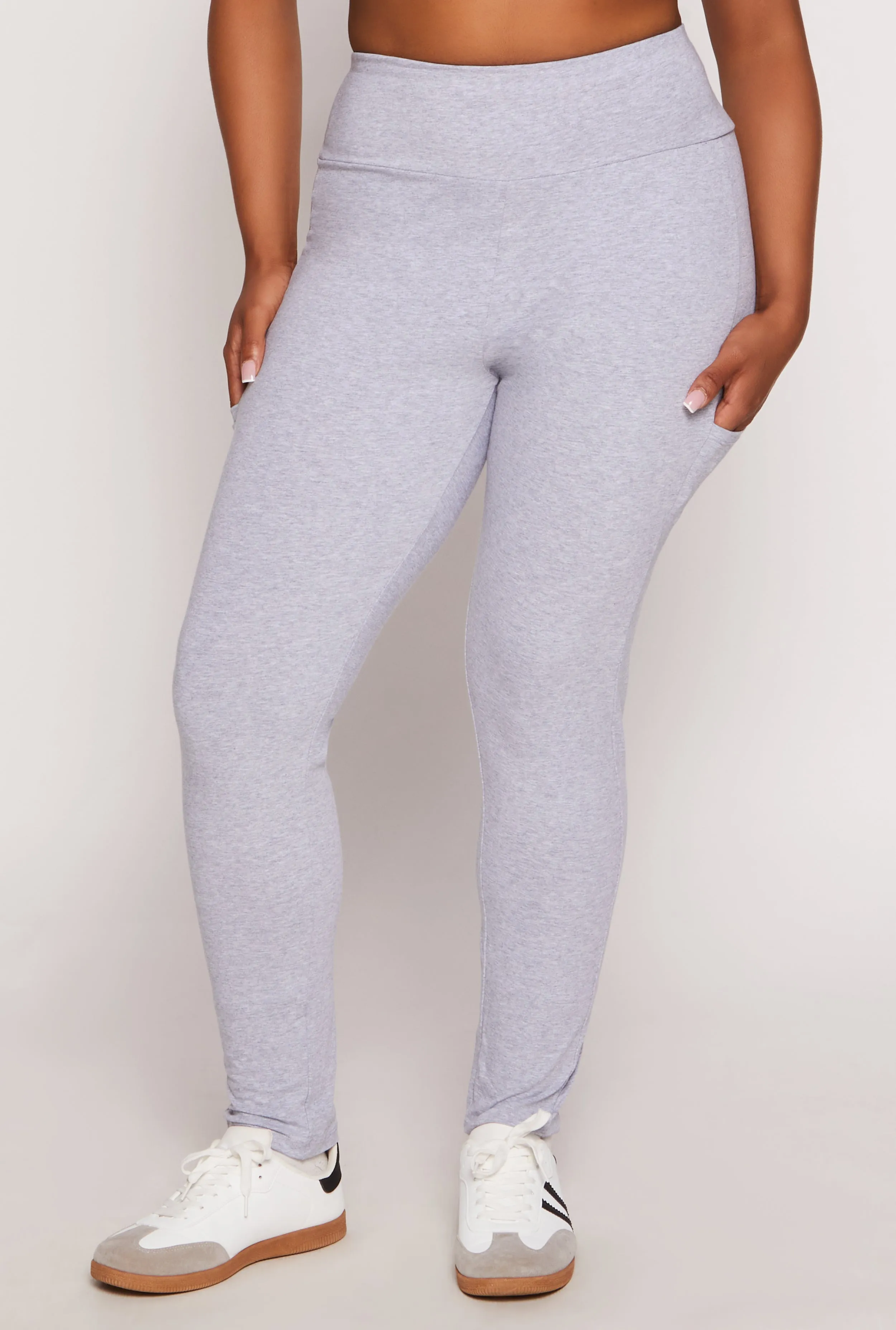 Plus Size Solid High Waist Cell Phone Pocket Leggings sold by Rainbow product image thumbnail 2