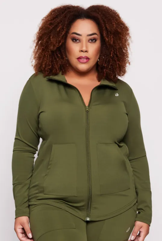 Plus Size Mock Neck Track Jacket made by Rainbow