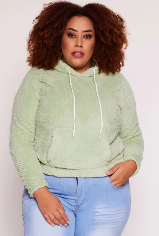Plus Size Quilted Plush Pullover Hoodie sold by Rainbow