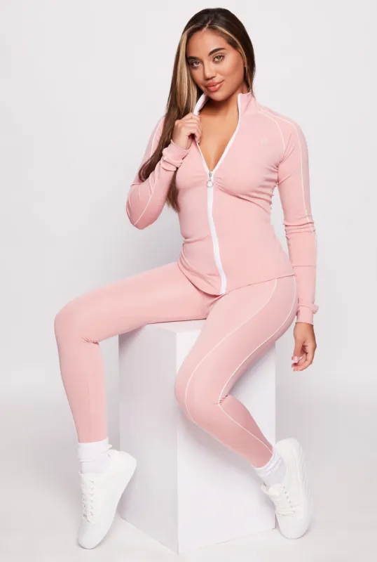 Contrast Piping High Waisted Active Leggings sold by Rainbow