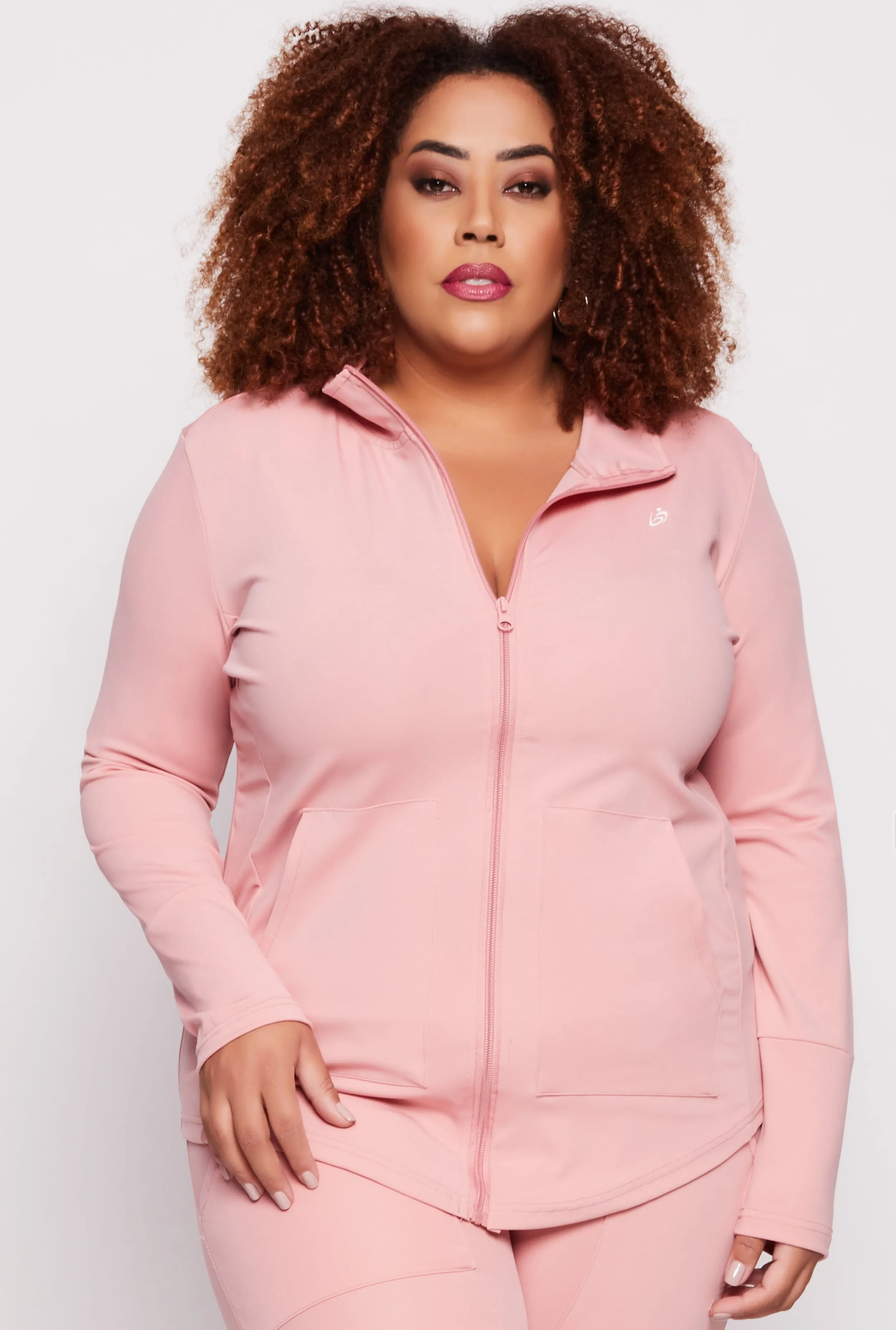 Plus Size Mock Neck Track Jacket sold by Rainbow
