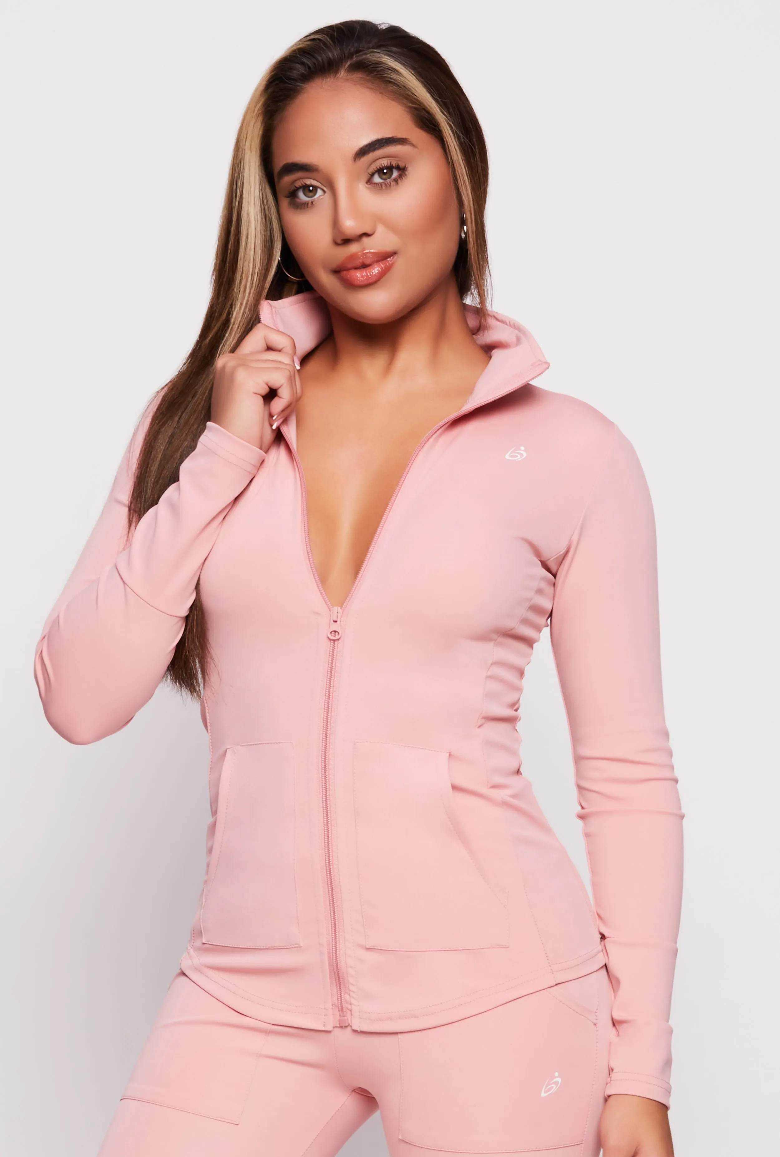 Zip Front Mock Neck Track Jacket sold by Rainbow