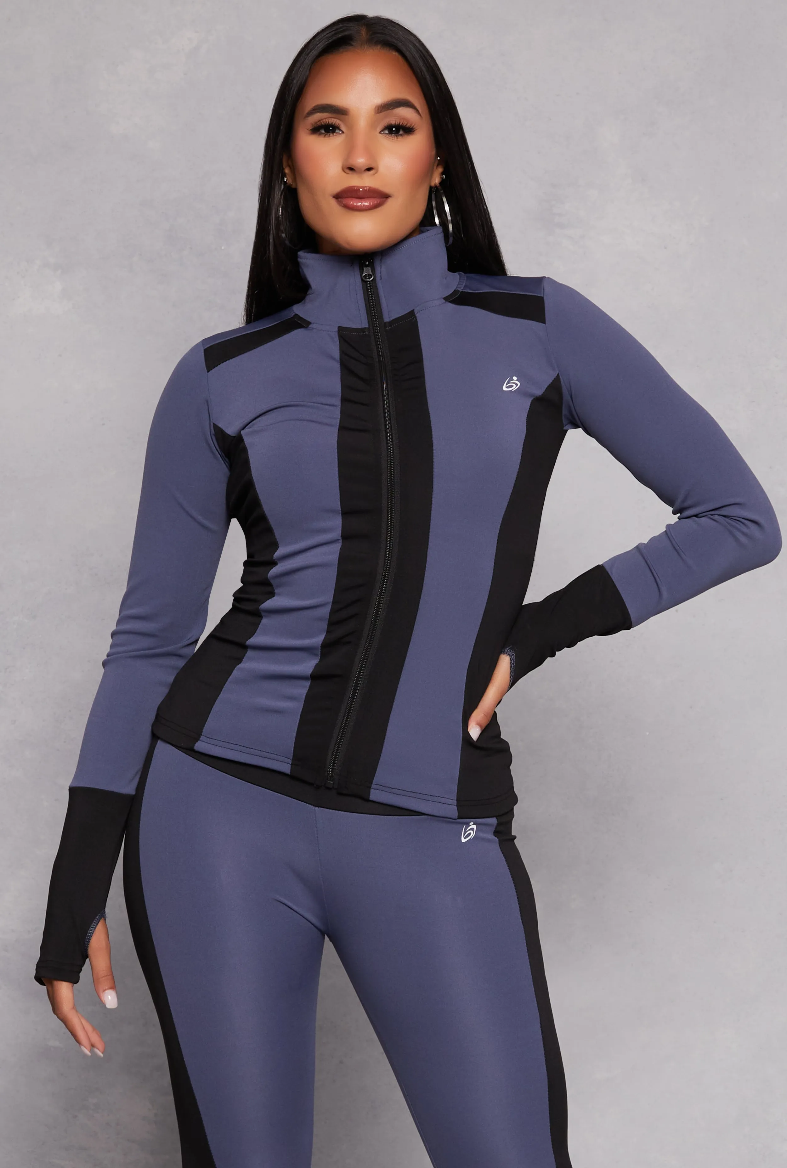 Color Blocked Zip Front Track Jacket sold by Rainbow