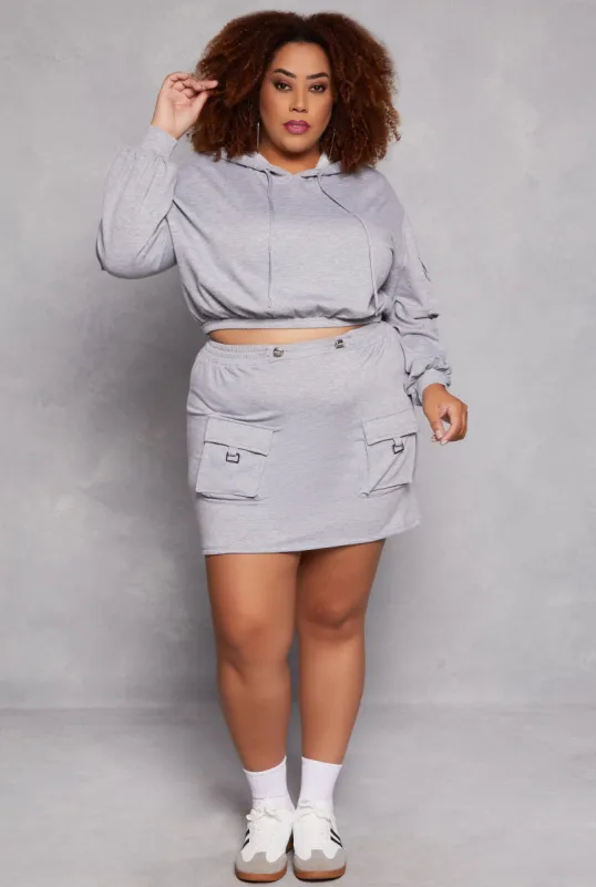 Plus Size Almost Famous Fleece Cargo Pocket Mini Skirt sold by Rainbow