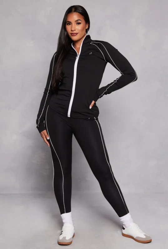 Contrast Piping High Waisted Active Leggings sold by Rainbow