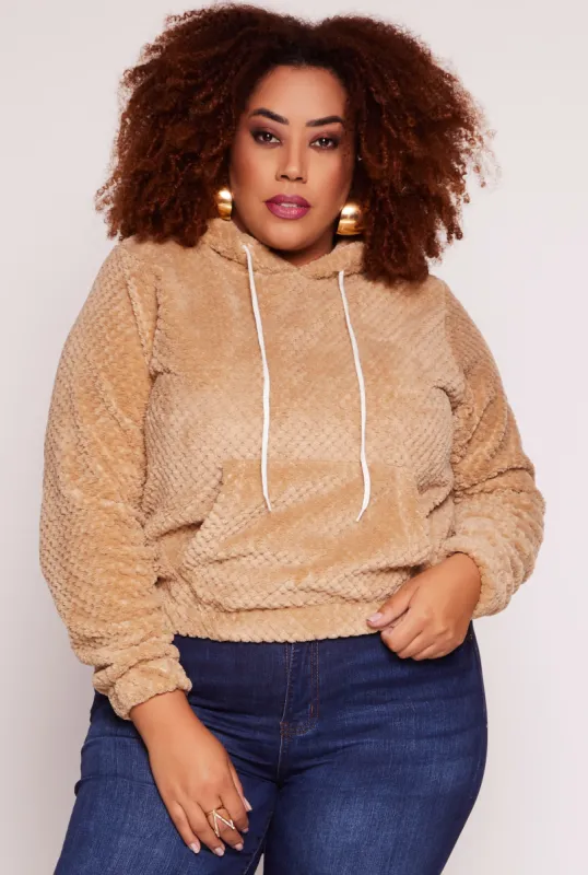 Plus Size Quilted Plush Pullover Hoodie sold by Rainbow