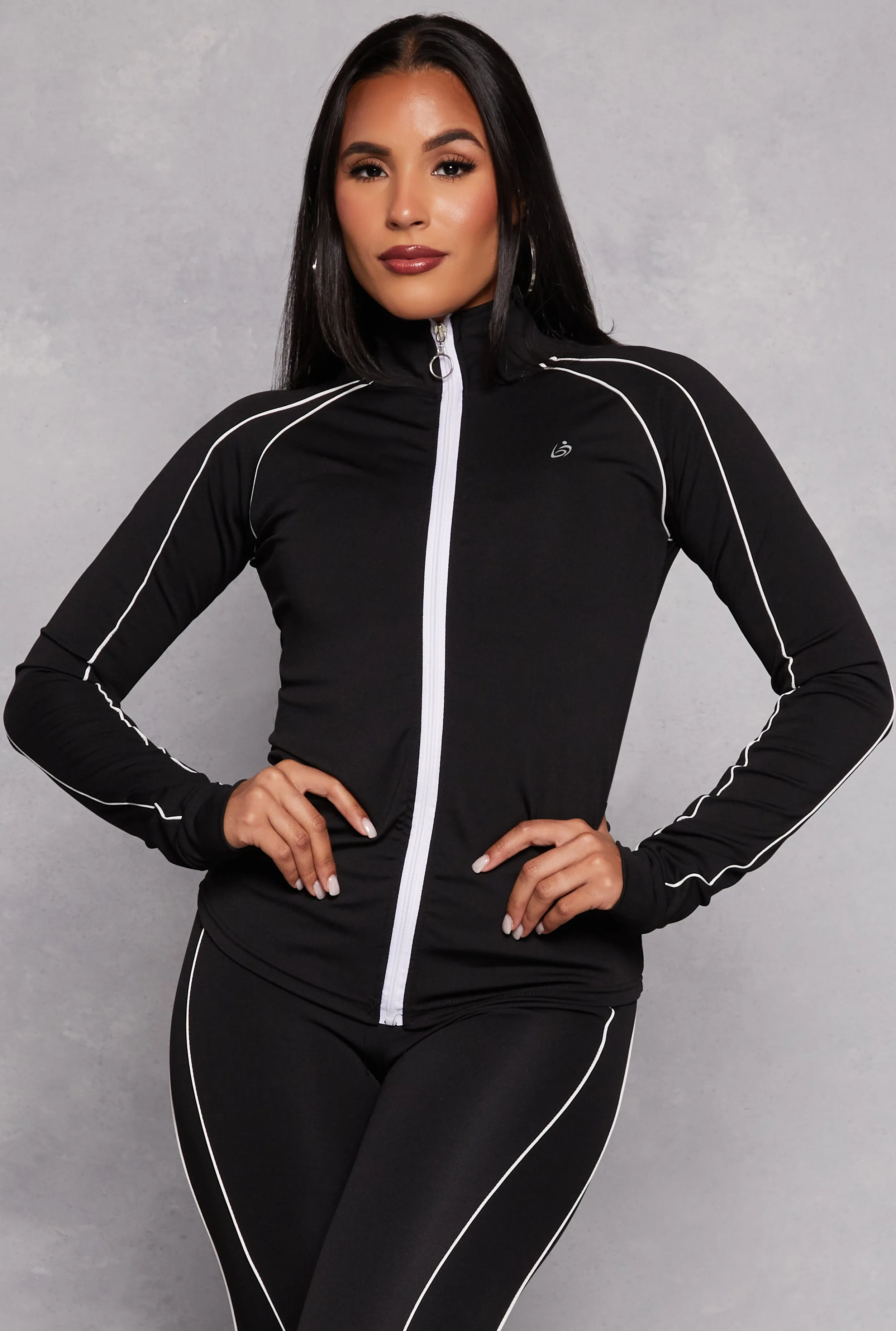 Contrast Piping Zip Front Track Jacket sold by Rainbow