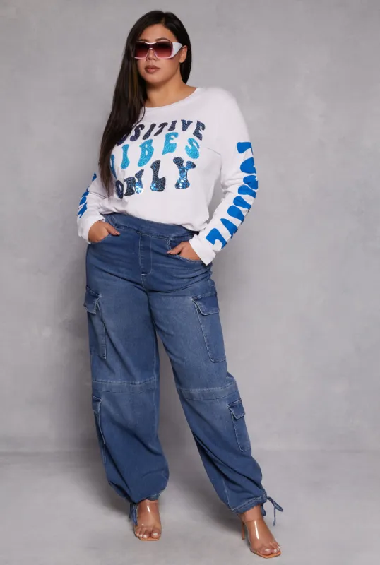 Plus Size Almost Famous Wide Leg Cargo Jeans sold by Rainbow