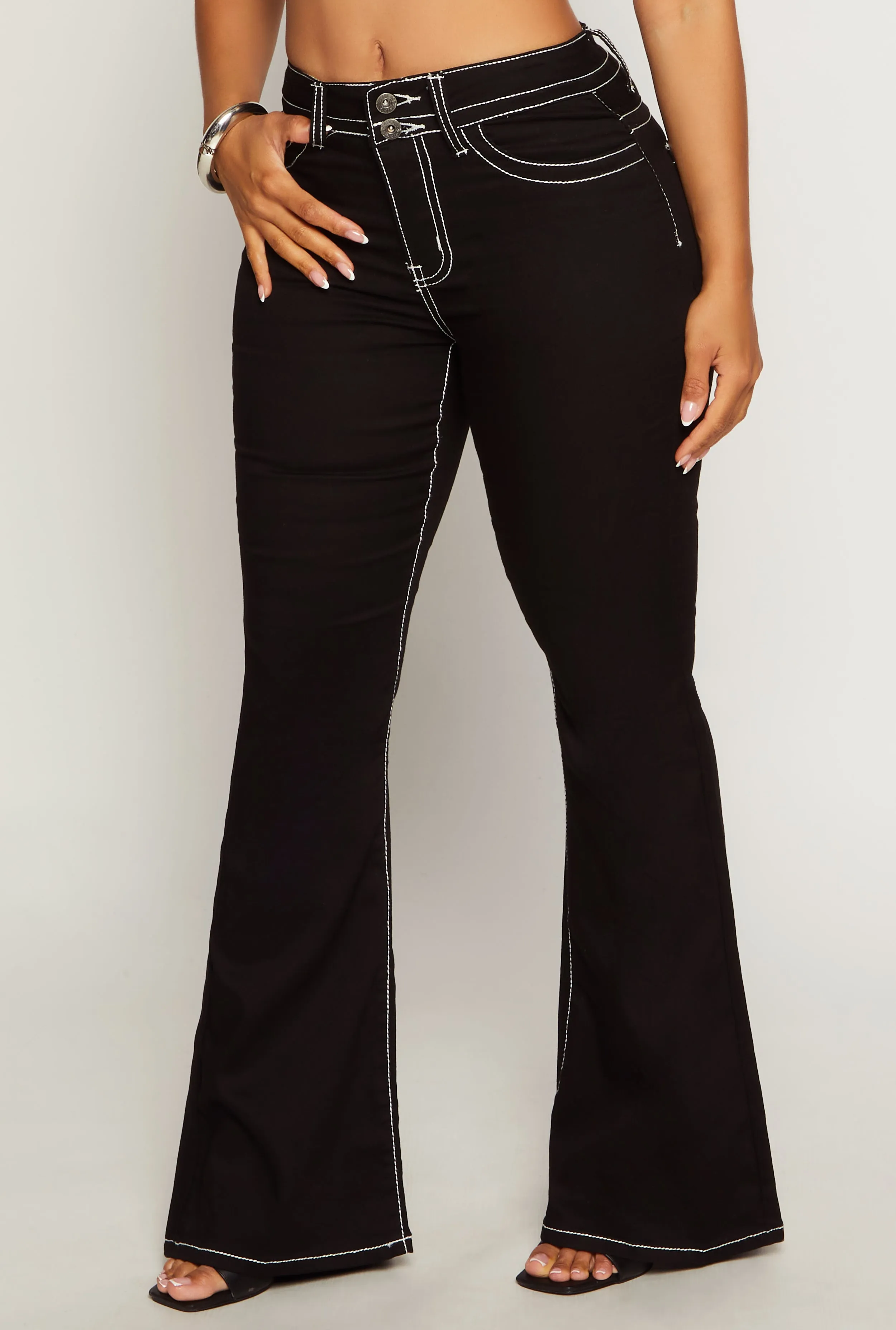 VIP Rhinestone Embroidered Pocket Flare Jeans sold by Rainbow product image thumbnail 2