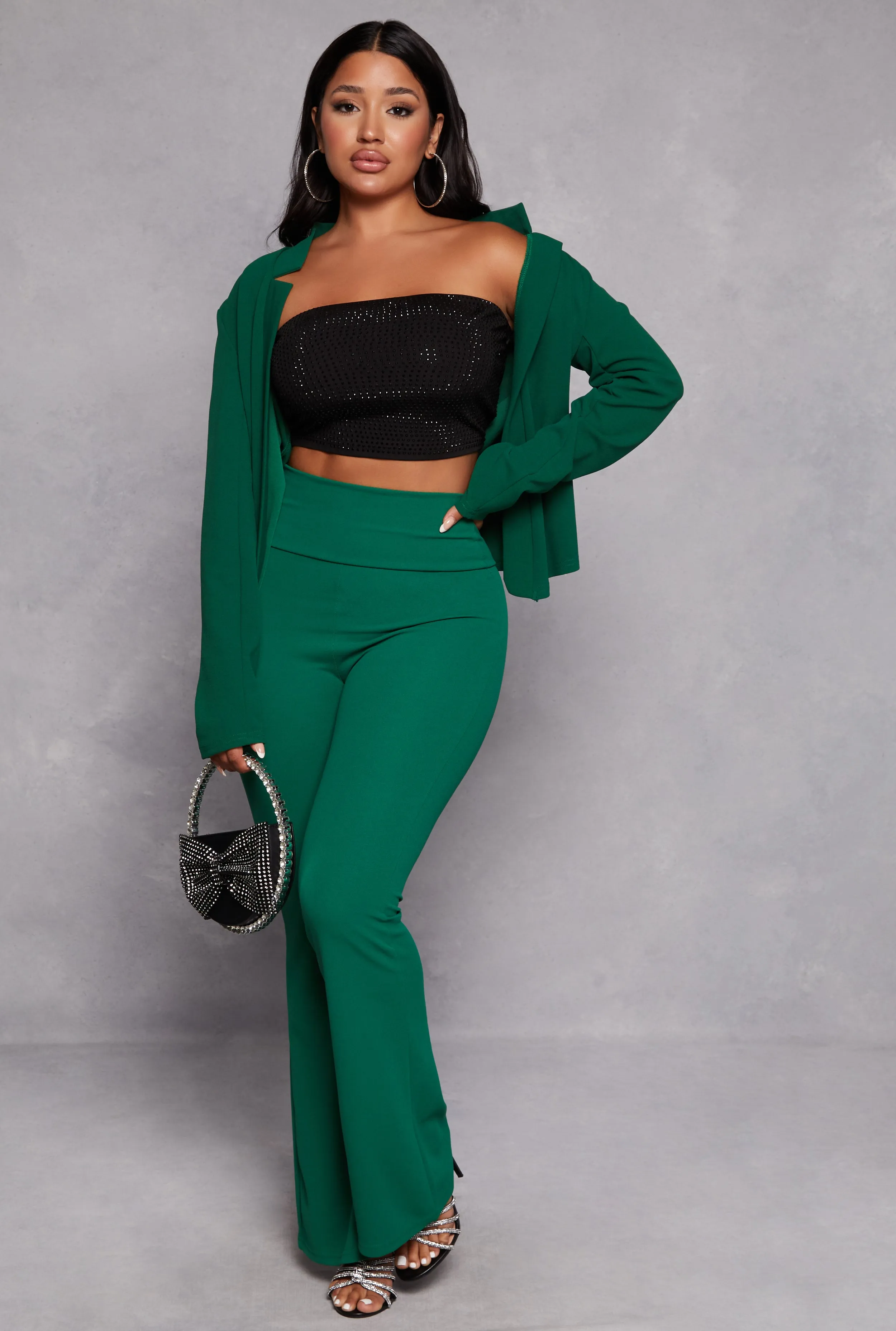 Crepe Knit High Waisted Flare Pants sold by Rainbow