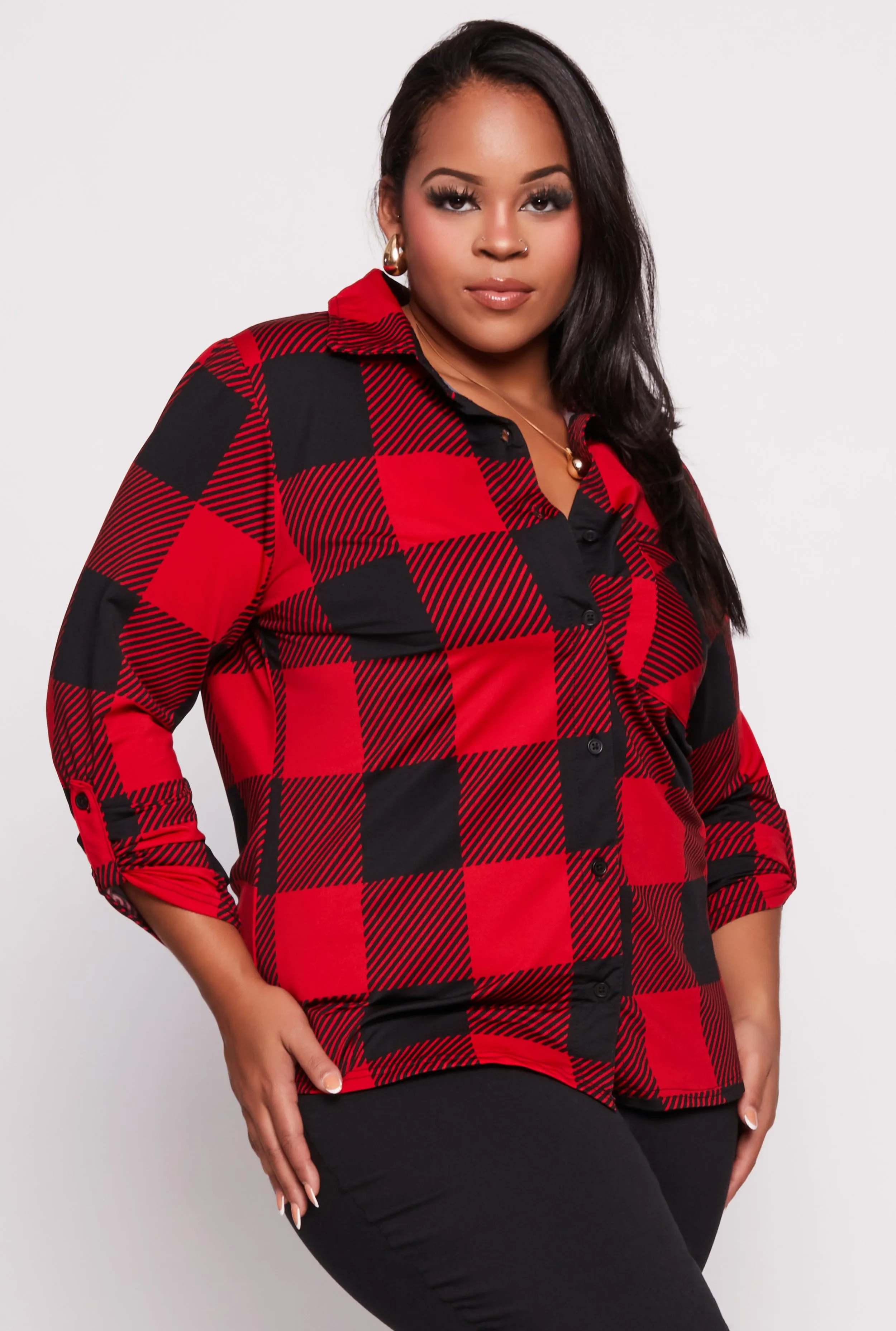 Plus Size Buffalo Plaid Shirt sold by Rainbow