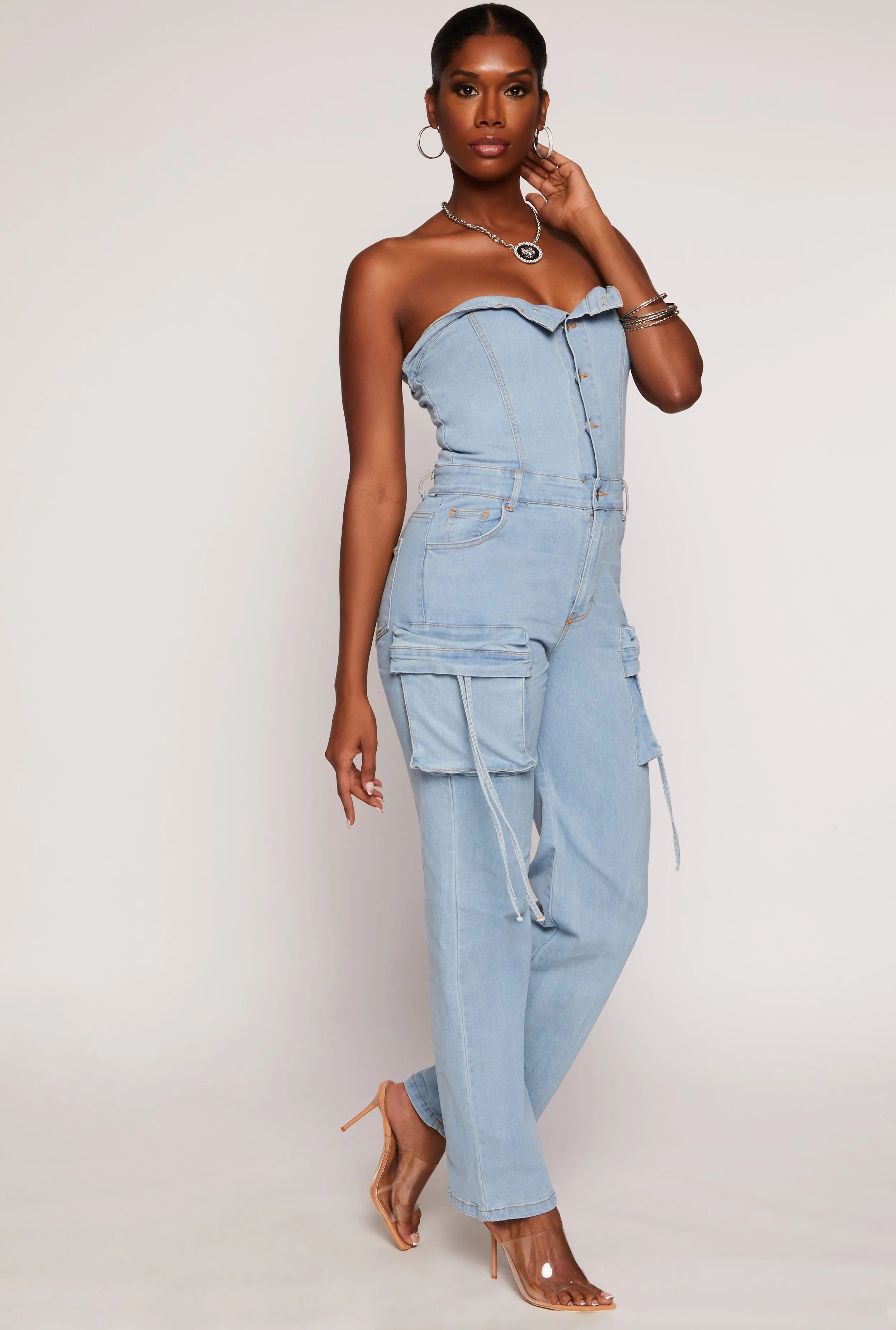 Daisy Denim Cargo Strapless Jumpsuit sold by Rainbow product image thumbnail 2