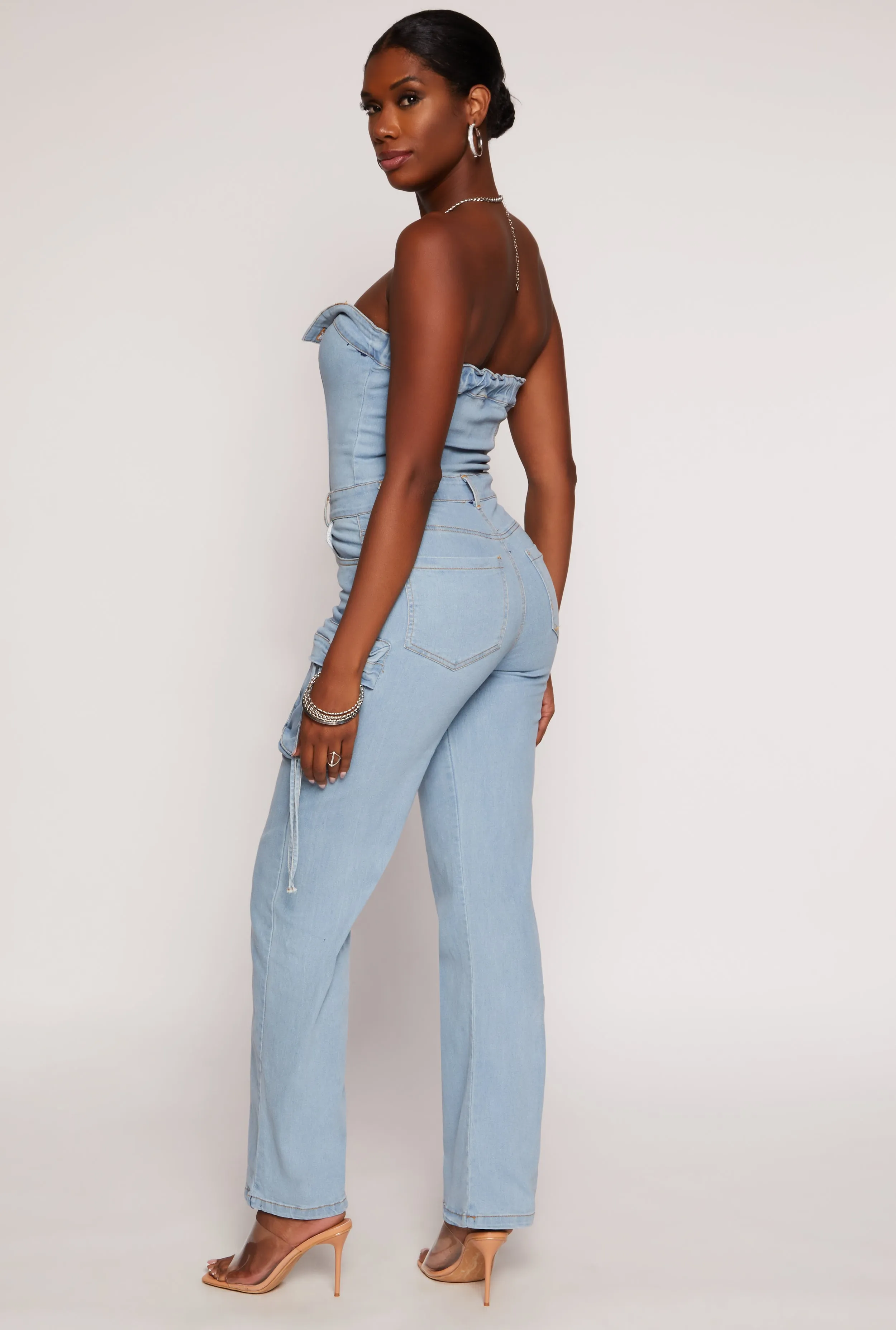 Daisy Denim Cargo Strapless Jumpsuit sold by Rainbow product image thumbnail 3
