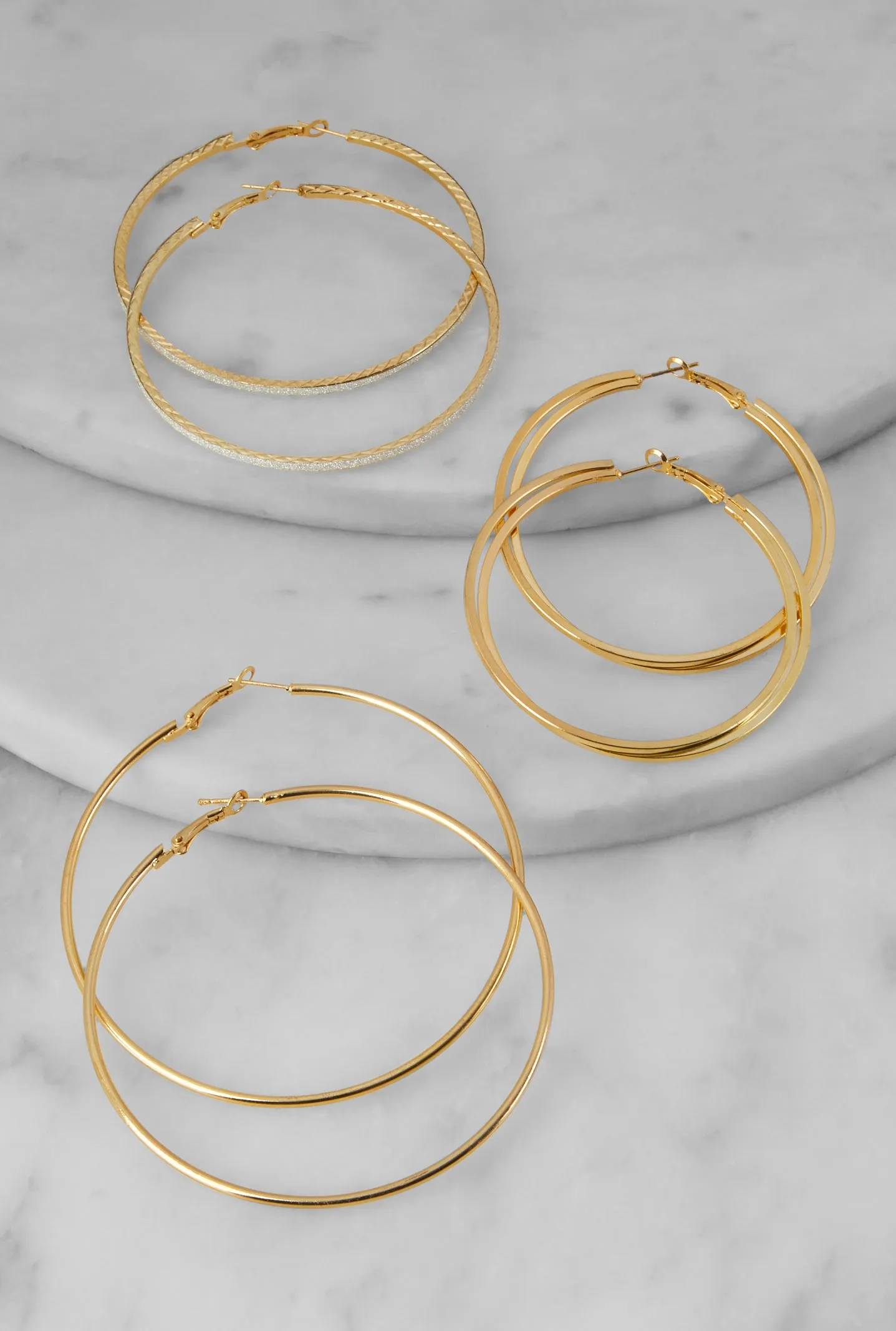 Metallic Hoop Earring Trio sold by Rainbow