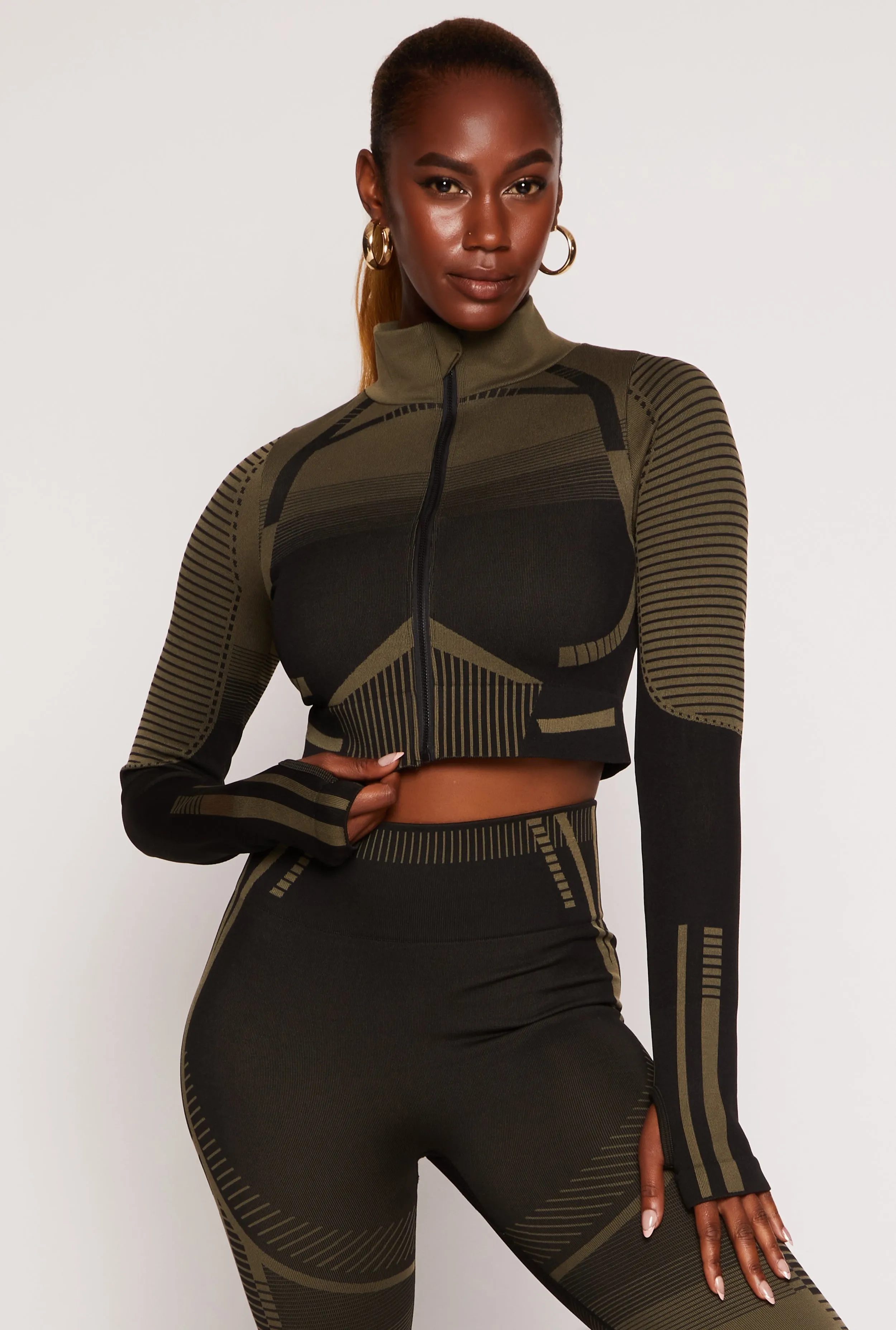 Seamless Zip Front Cropped Track Jacket sold by Rainbow