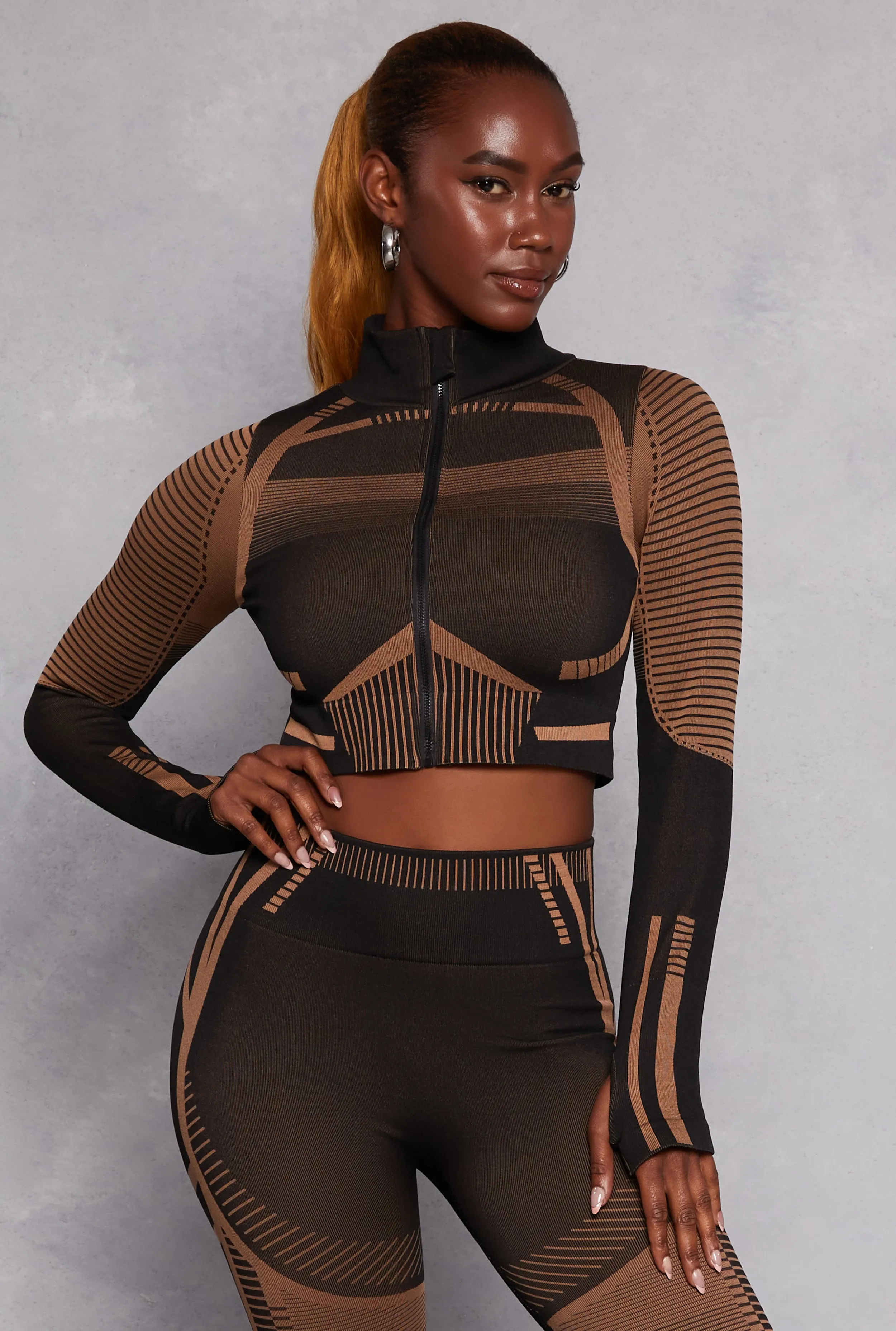 Seamless Zip Front Cropped Track Jacket sold by Rainbow