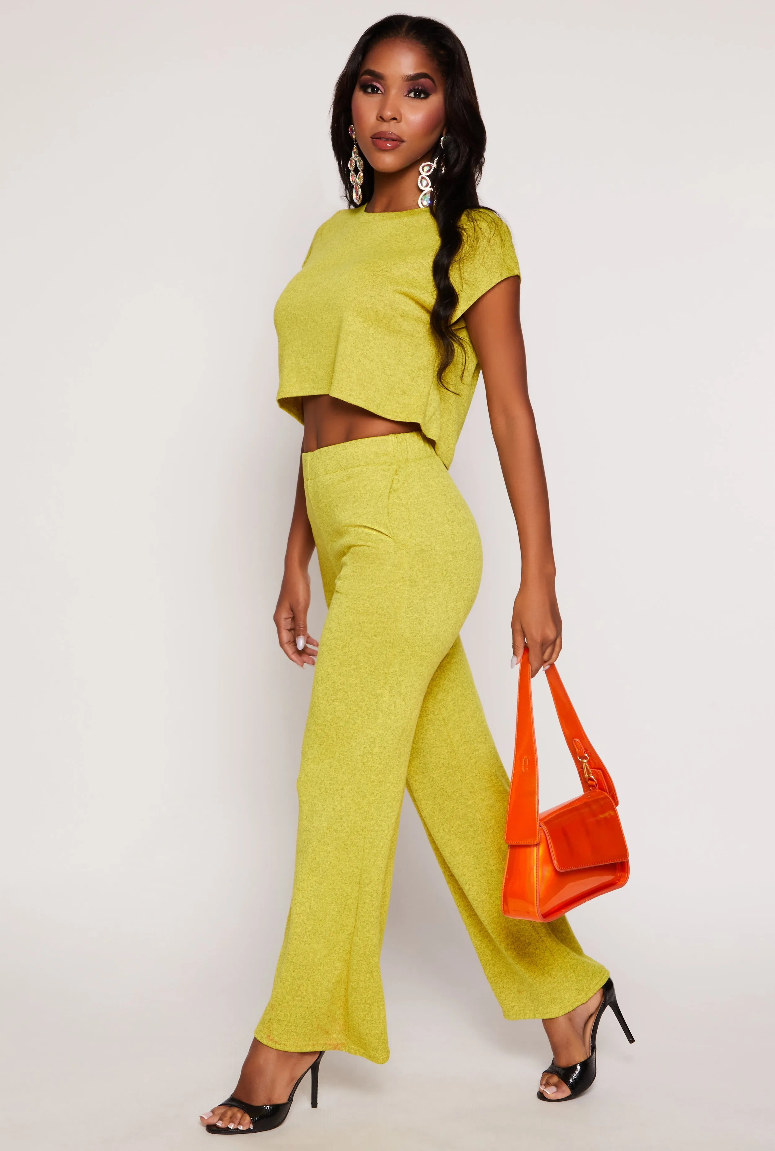 Brushed Knit Cap Sleeve Crop Top sold by Rainbow product image thumbnail 2