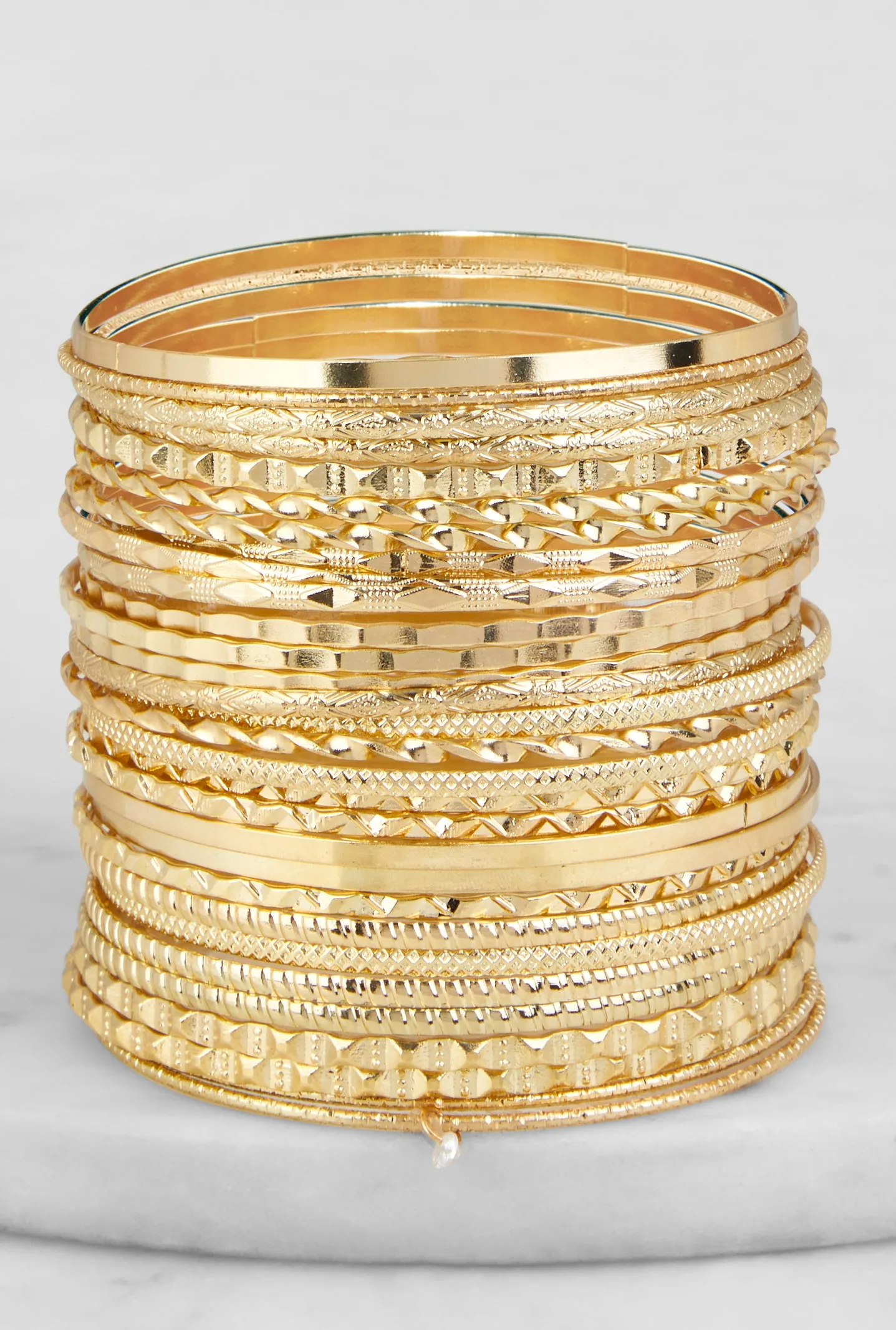 Plus Size Textured Metallic Bangles Set of 30 sold by Rainbow product image thumbnail 2