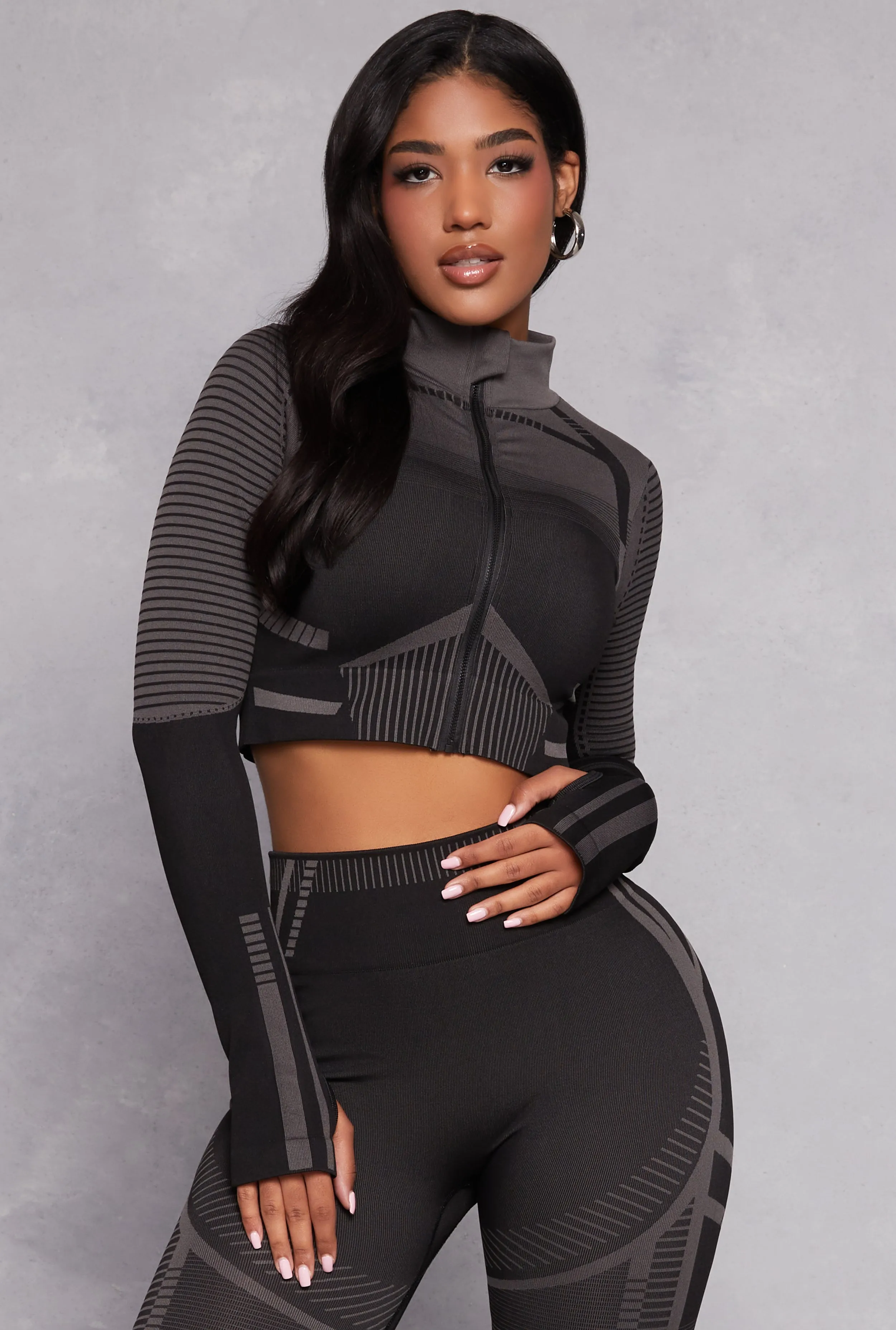 Seamless Zip Front Cropped Track Jacket sold by Rainbow