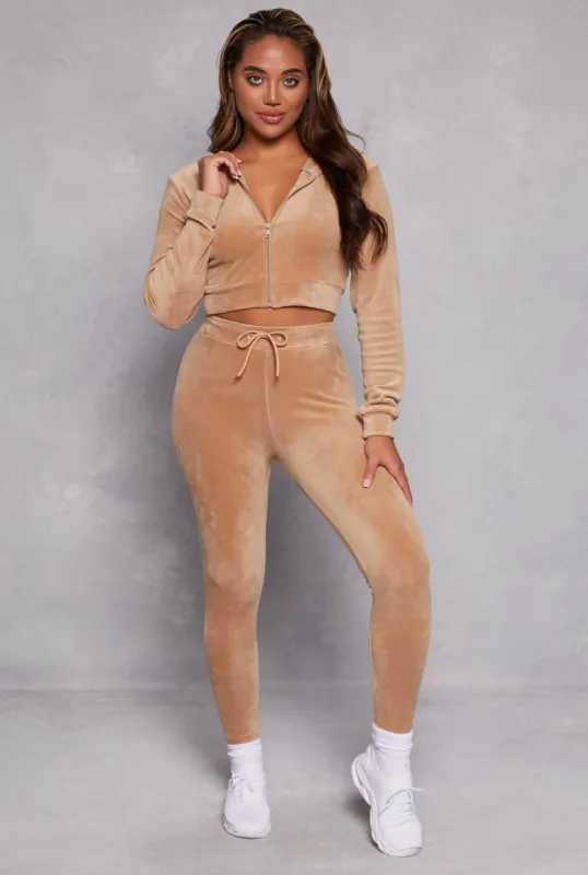 Velour Drawstring High Waisted Leggings sold by Rainbow