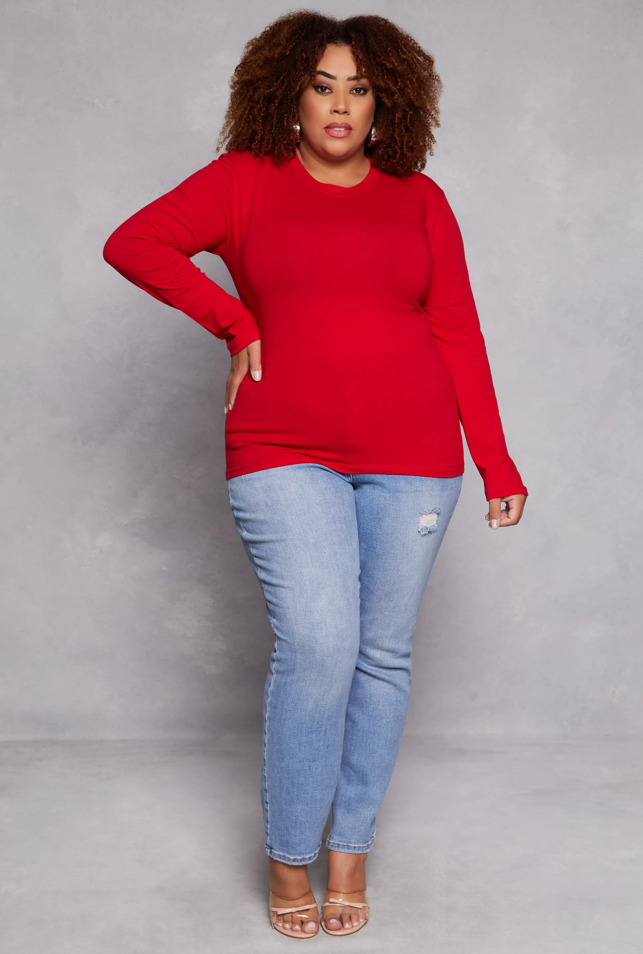Plus Size Long Sleeve Crew Neck Tee sold by Rainbow product image thumbnail 2