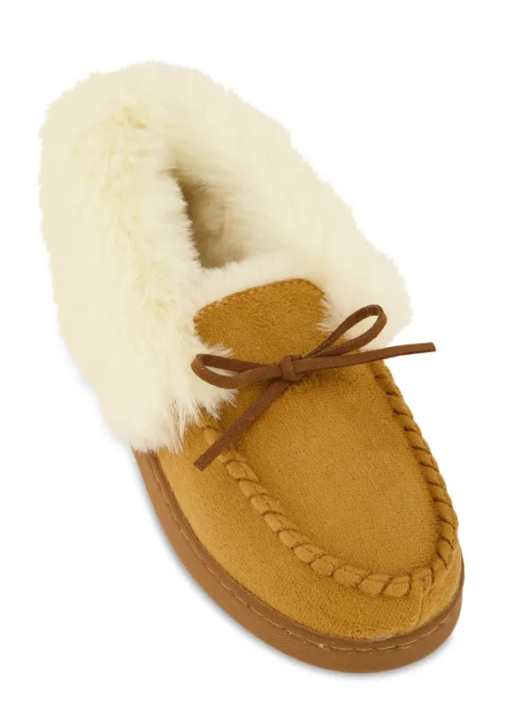 Faux Fur Lined Moccasin Slippers sold by Rainbow