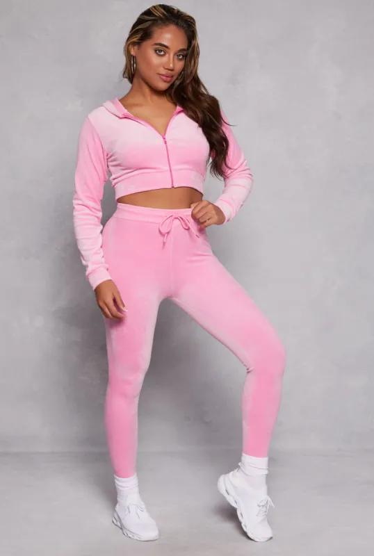 Velour Drawstring High Waisted Leggings sold by Rainbow