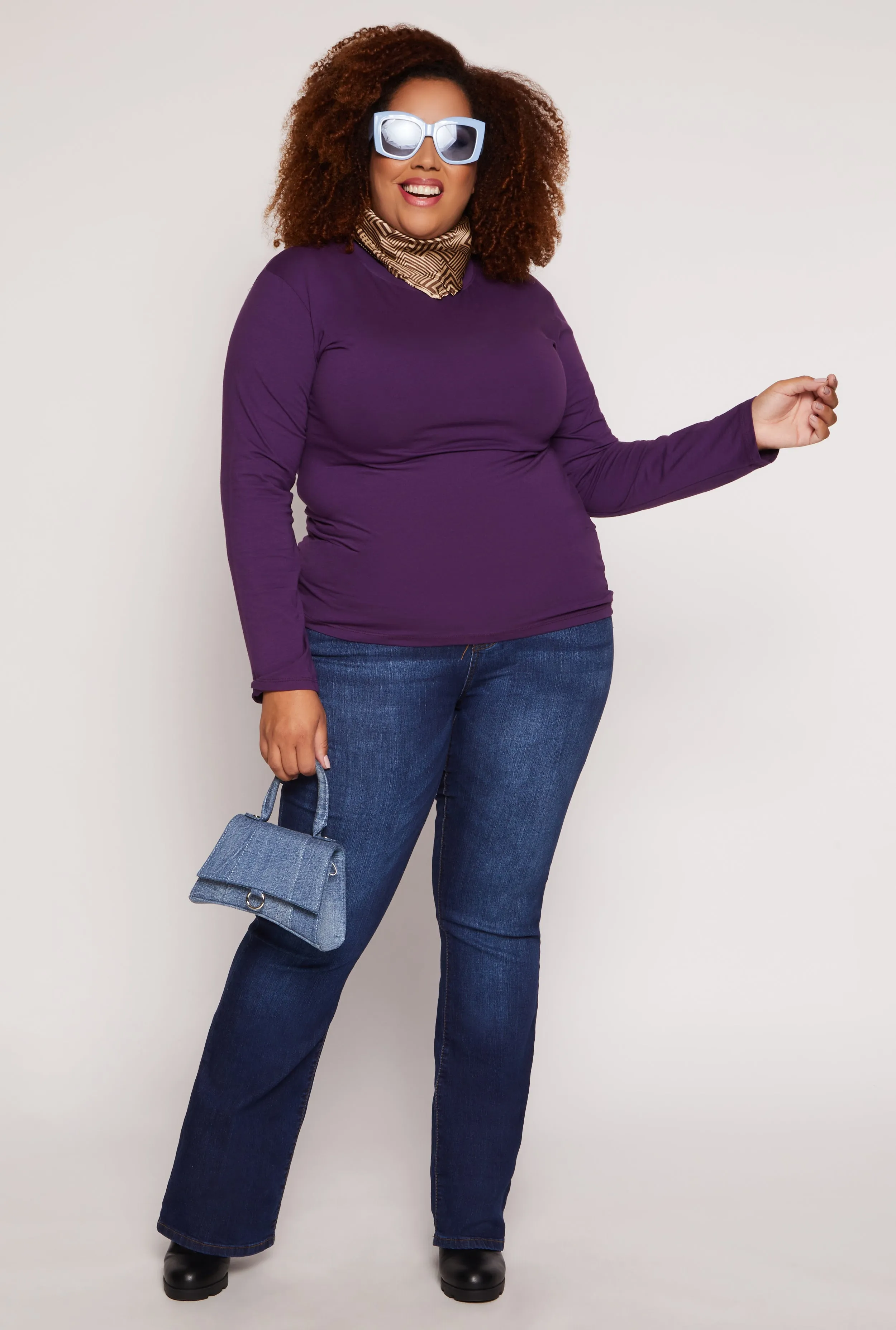 Plus Size Long Sleeve Crew Neck Tee sold by Rainbow product image thumbnail 2