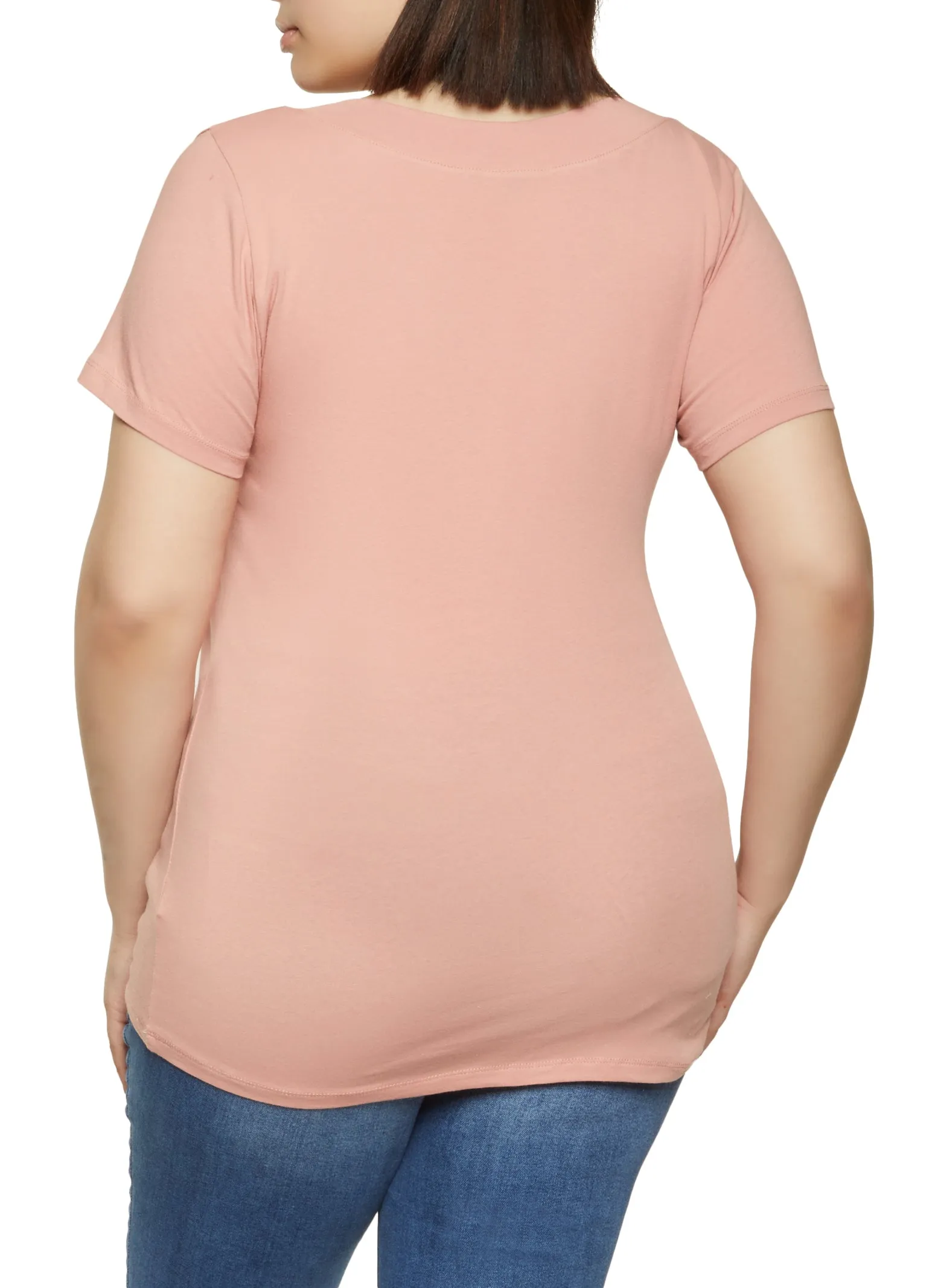 Plus Size Solid Basic V Neck Tee sold by Rainbow product image thumbnail 2