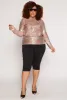 Plus Size Foil Screen Mock Neck Long Sleeve Top sold by Rainbow