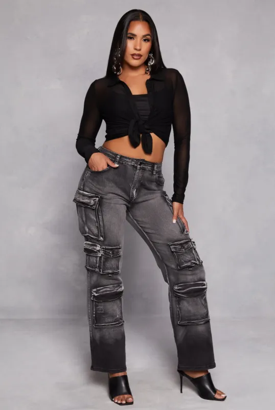 Ombre Acid Wash Cargo Jeans sold by Rainbow